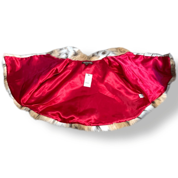Express Faux Fur Leopard Print Capelet Burgundy Satin Lining Brooch Enclosure - Picture 5 of 13